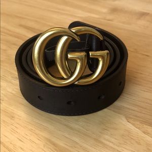 Authentic Gucci Leather Belt 80/32 black&gold